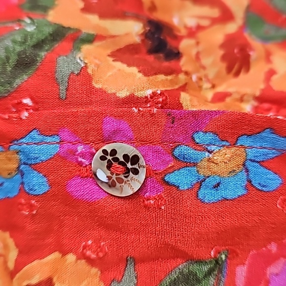 Farm Rio Red Ruffle Sleeve Blouse - Picture 6 of 10